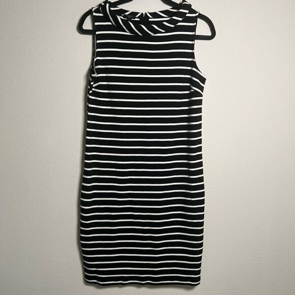 MOCKNECK KNIT SHIFT DRESS STRIPE - Picture 2 of 8
